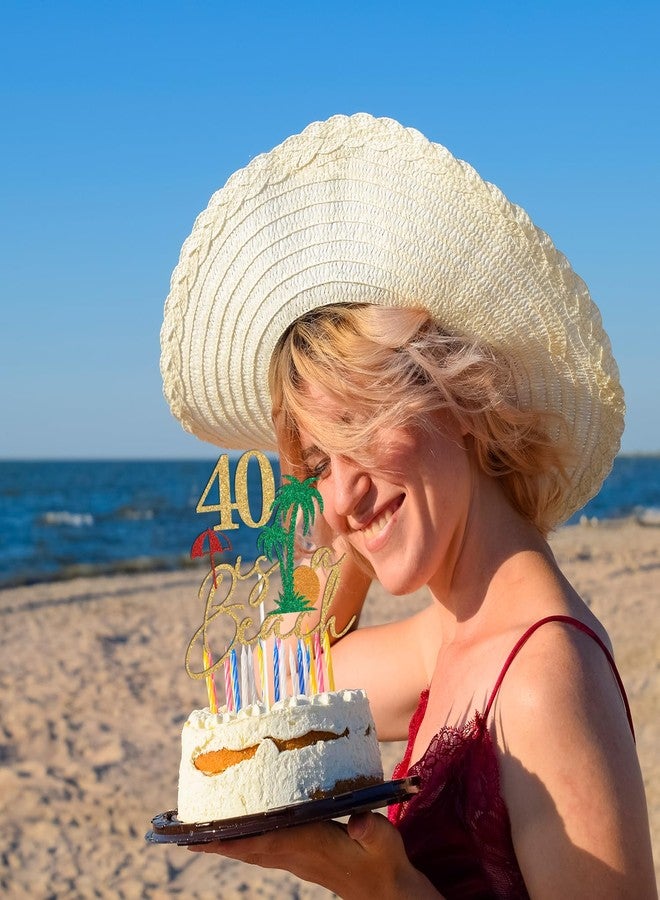 ZACHAKO Gold Glitter 40 is A Beach Cake Topper, Aloha 40/Beach I'm 40, Hawaiian Luau Tropical Summer Themed 40th Birthday Party Decorations Supplies - Image 4