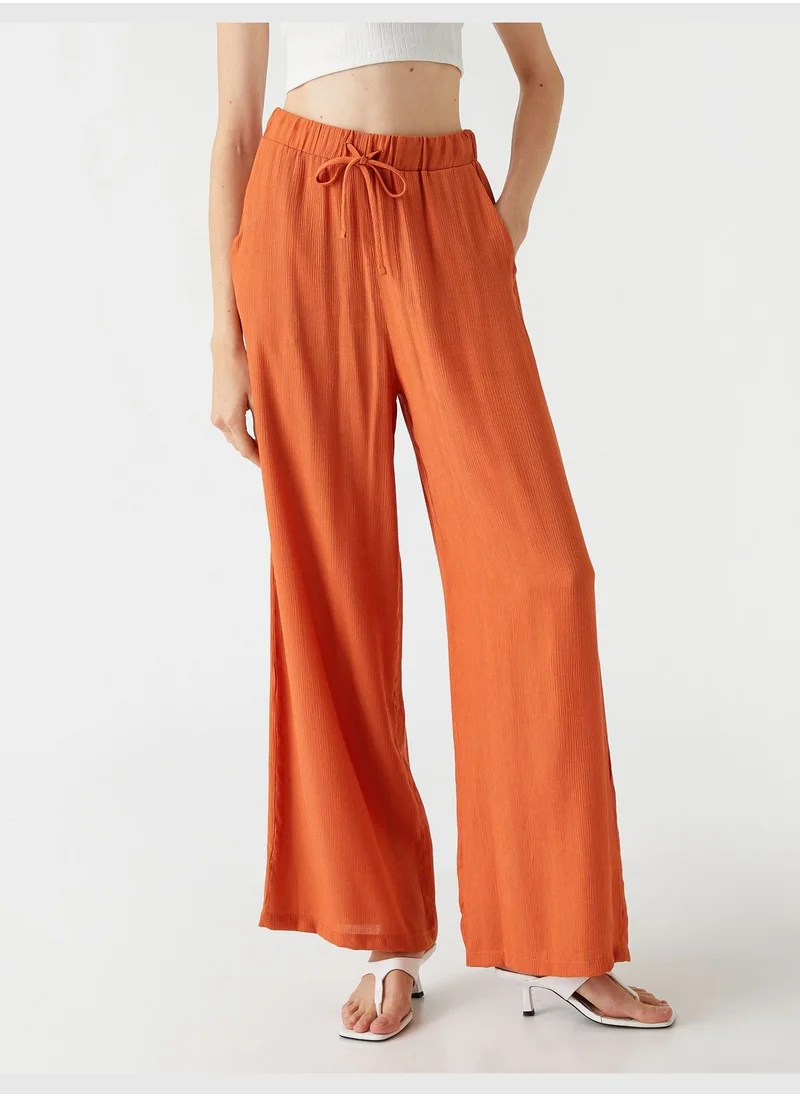 كوتون Wide Leg Trousers Drawstring