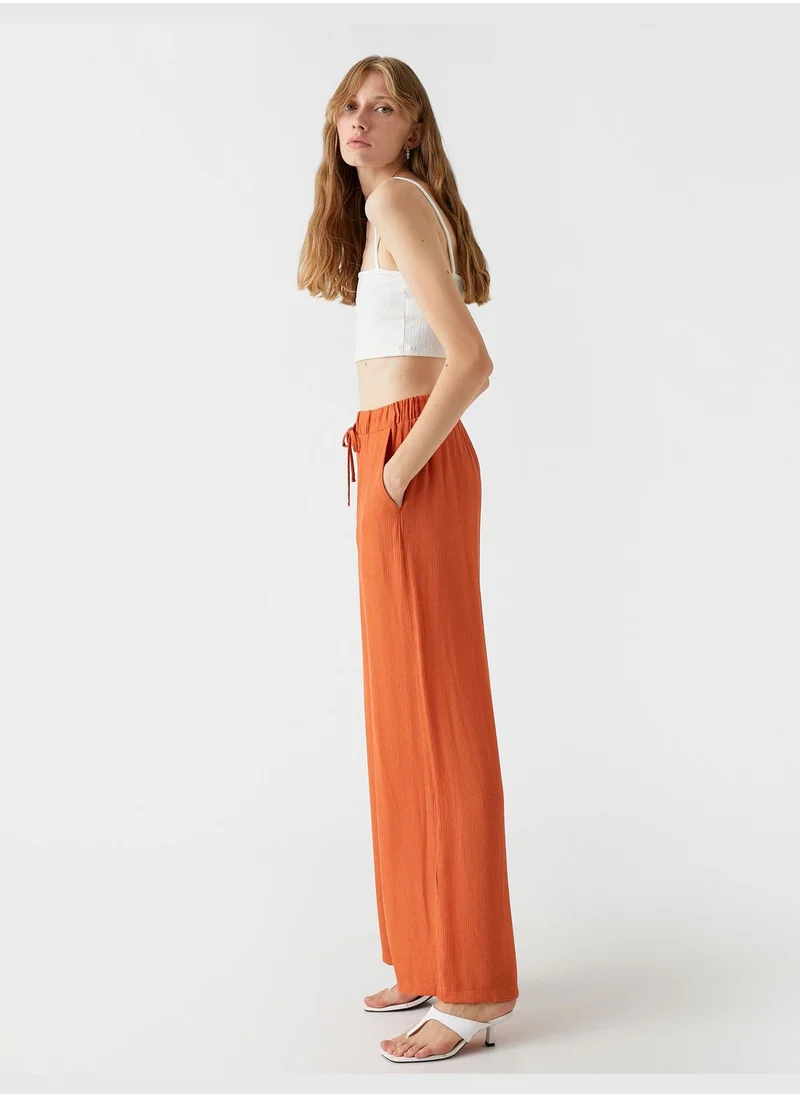 كوتون Wide Leg Trousers Drawstring