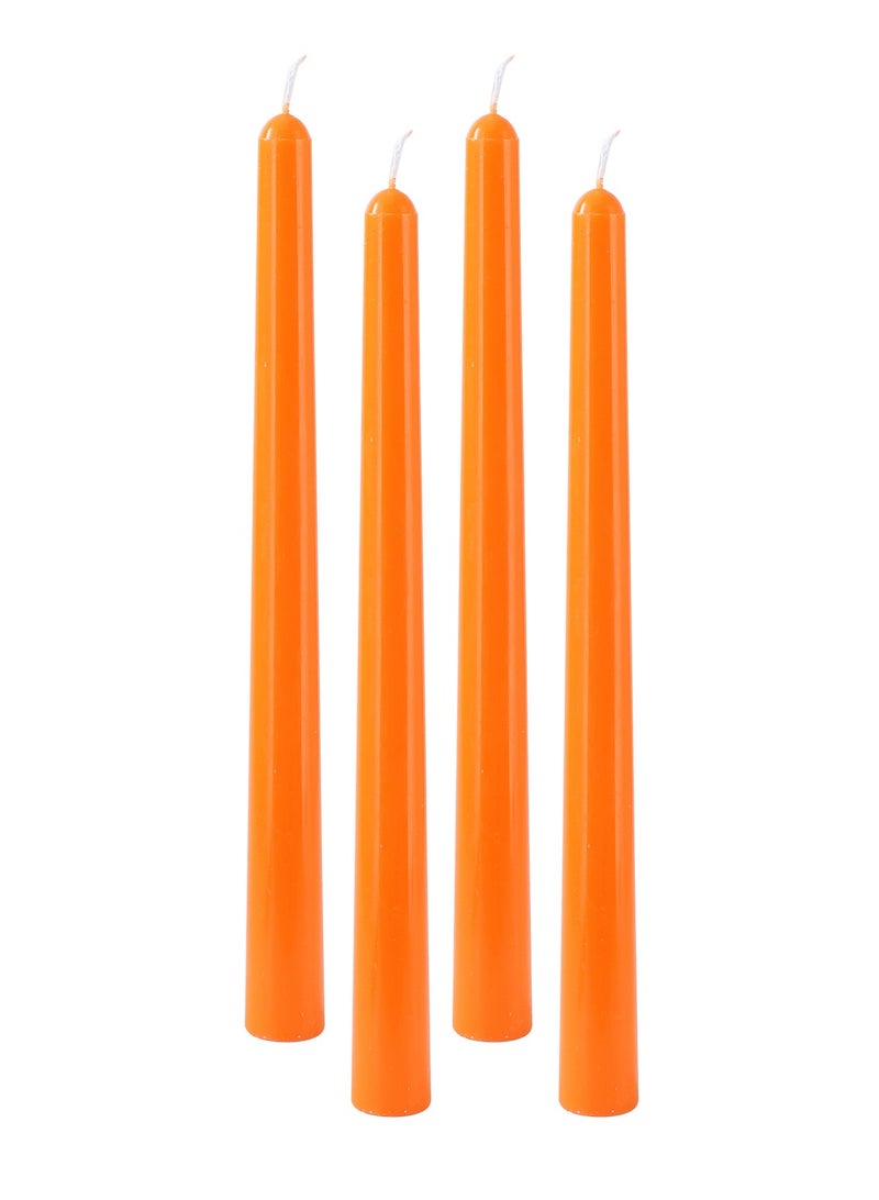 10 Inch Orange Taper Candles, 4 Packs Unscented Candlesticks for Dinner, Wedding, Valentine’s Day and Home Decoration, Dripless and Smokeless, 8-10 Hours Burn - Image 1
