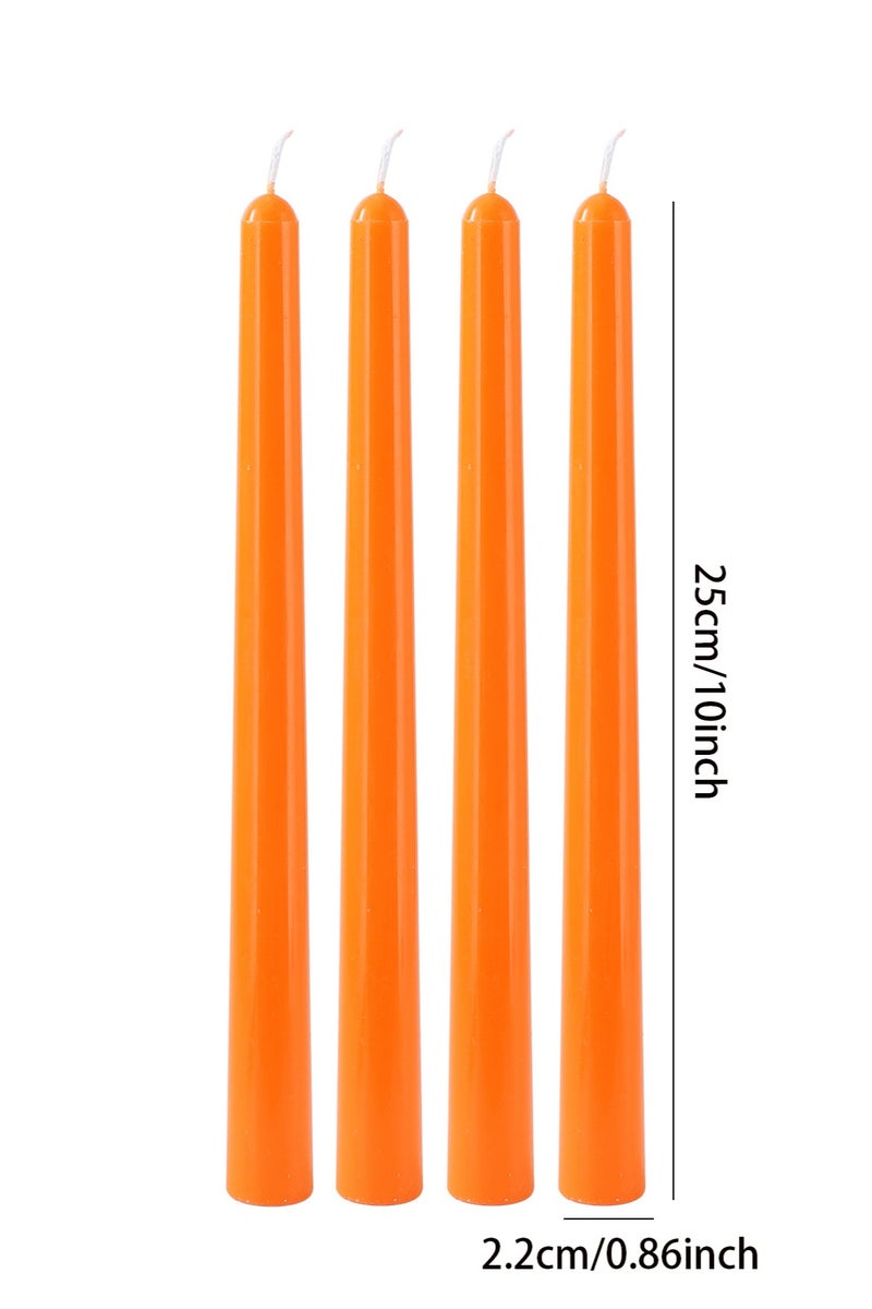 10 Inch Orange Taper Candles, 4 Packs Unscented Candlesticks for Dinner, Wedding, Valentine’s Day and Home Decoration, Dripless and Smokeless, 8-10 Hours Burn - Image 3