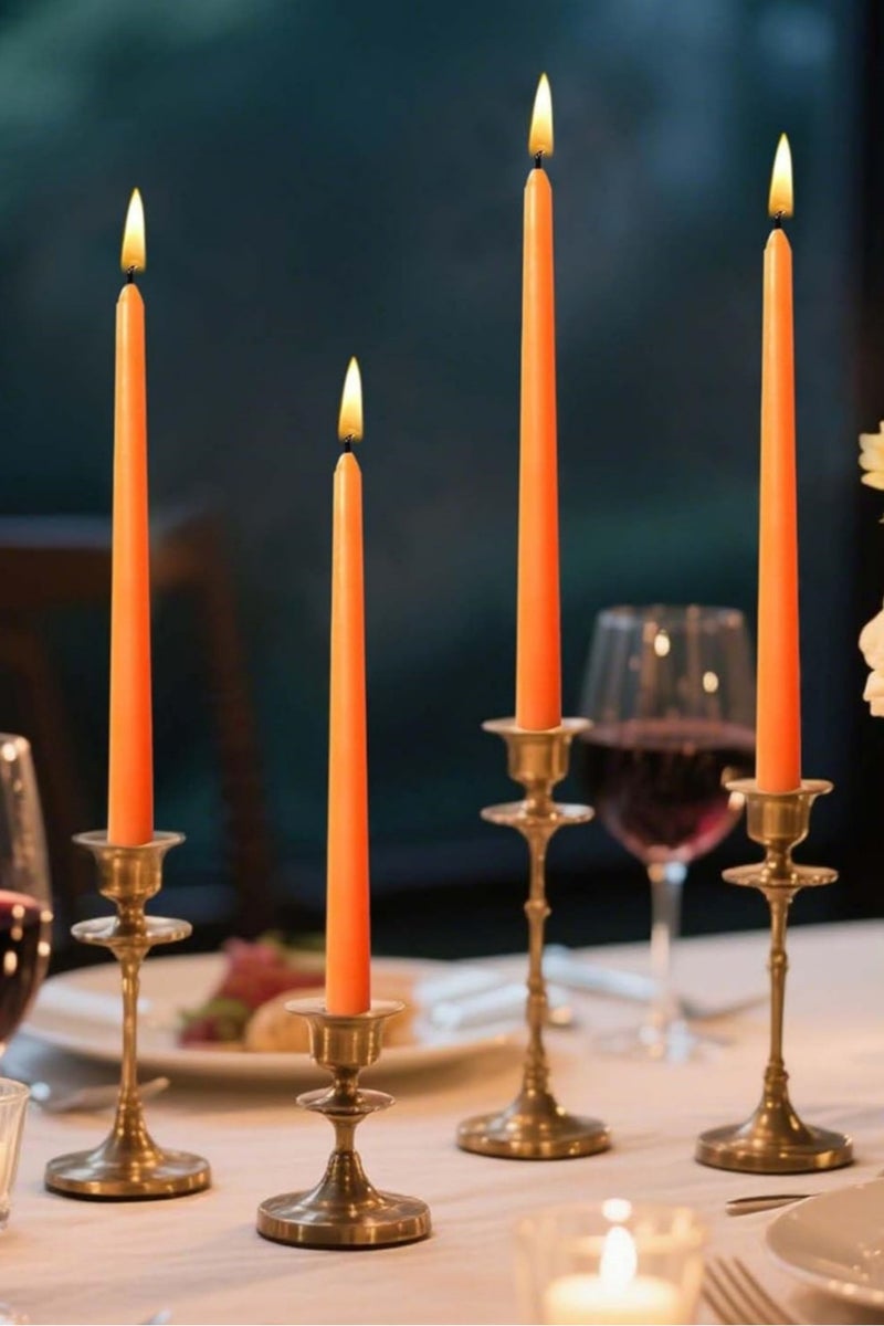 10 Inch Orange Taper Candles, 4 Packs Unscented Candlesticks for Dinner, Wedding, Valentine’s Day and Home Decoration, Dripless and Smokeless, 8-10 Hours Burn - Image 4