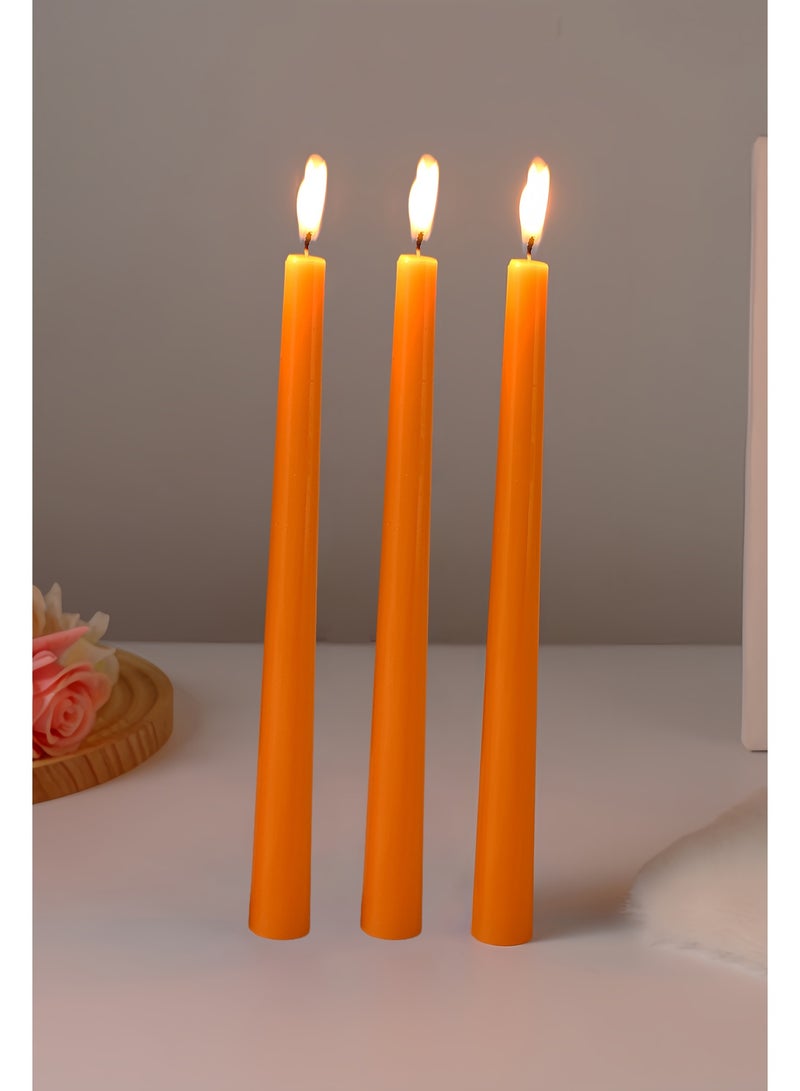 10 Inch Orange Taper Candles, 4 Packs Unscented Candlesticks for Dinner, Wedding, Valentine’s Day and Home Decoration, Dripless and Smokeless, 8-10 Hours Burn - Image 5
