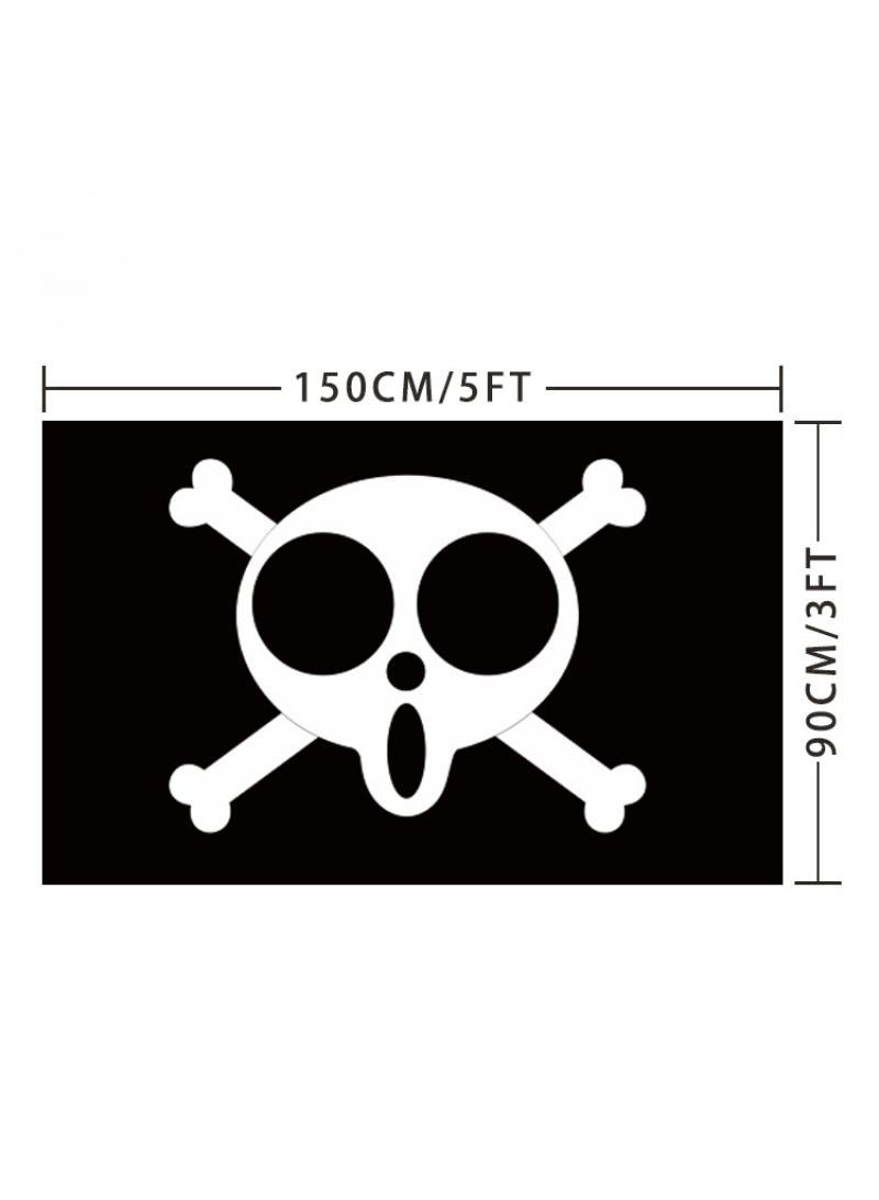 General 1-Pieces Polyester Flag ONE PIECE Cosplay Pirate Flag Room Decor Flag with Corners Buckle 150x90CM Black-E  - Image 1