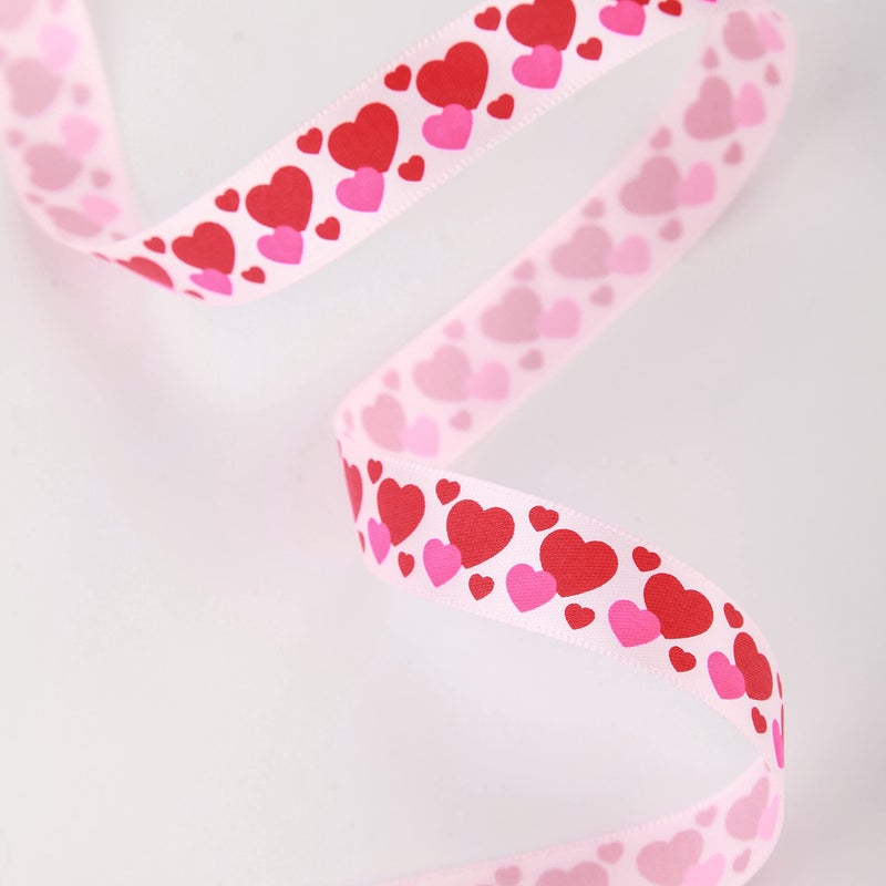 Meseey 10 Yards 5/8 Inch Valentine's Day Ribbons Pink and Red Heart Satin Ribbon for Wrapping Party DIY Craft Decoration - Image 3