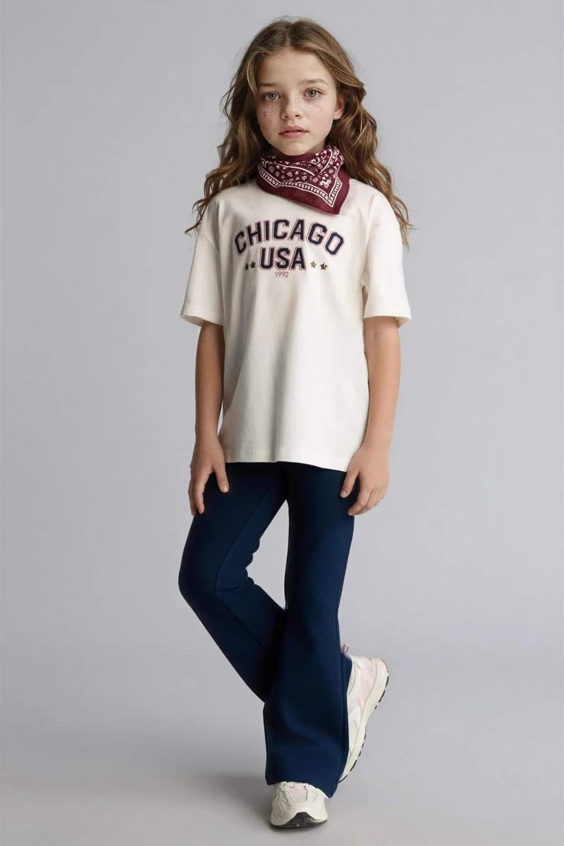 ديفاكتو Girl Printed T-shirt A-Cut Pants 2 piece Set