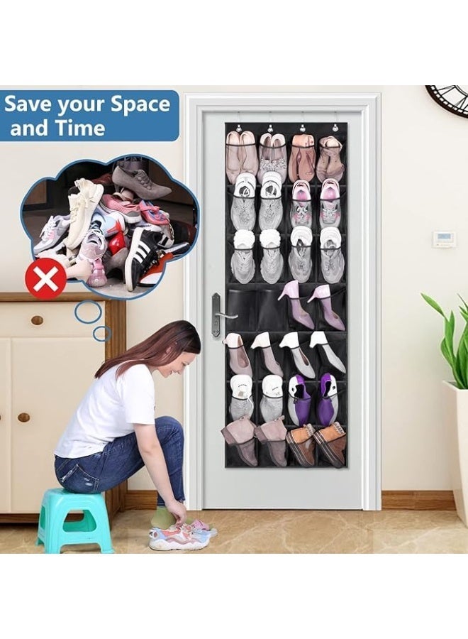 28 Pocket Over The Door Shoe Organizer Mesh Hanging Shoe Storage with 4 Hooks Space Saving Shoe Holder for Closet Door Wall Home Organization - Image 4