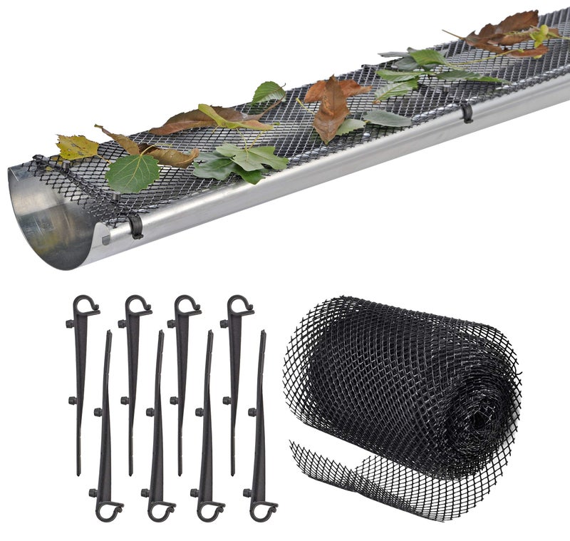 HI Gutter Guard Leaf Protection Mat 6 m Including Brackets Guttering Guard Brush Leaf Guard Leaf Protection Guard  - Image 1
