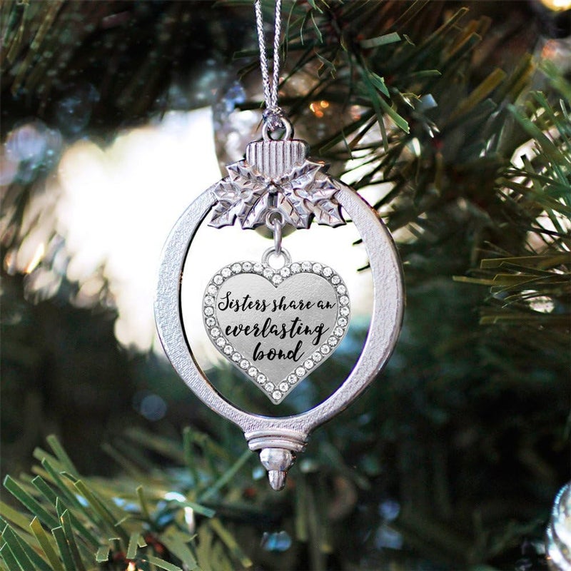 Inspired Silver - Sister Bond - Silver Christmas Ornament - Open Heart Charm Christmas Tree Ornament with Cubic Zirconia - Holiday Hanging Decoration - Image 2