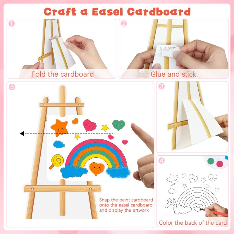 Golden Associate Valentines Day Cards Easel Cardboard for Kids School 24 Pcs, Mini Watercolor Paint Sets, Classroom Exchange Valentines Gifts Party Favors for Boys Girls - Image 2