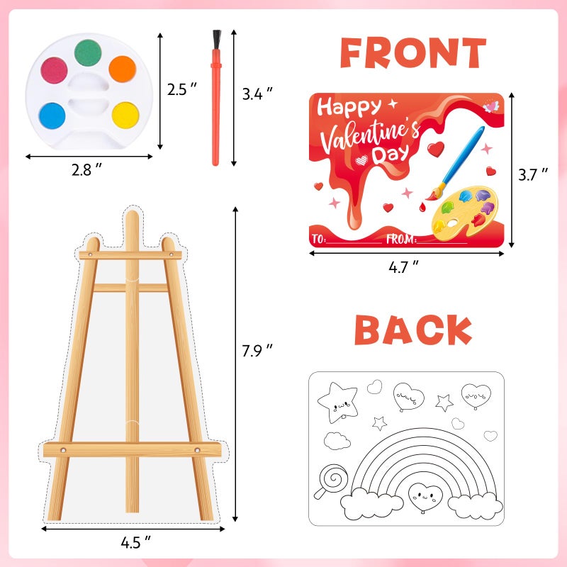 Golden Associate Valentines Day Cards Easel Cardboard for Kids School 24 Pcs, Mini Watercolor Paint Sets, Classroom Exchange Valentines Gifts Party Favors for Boys Girls - Image 4