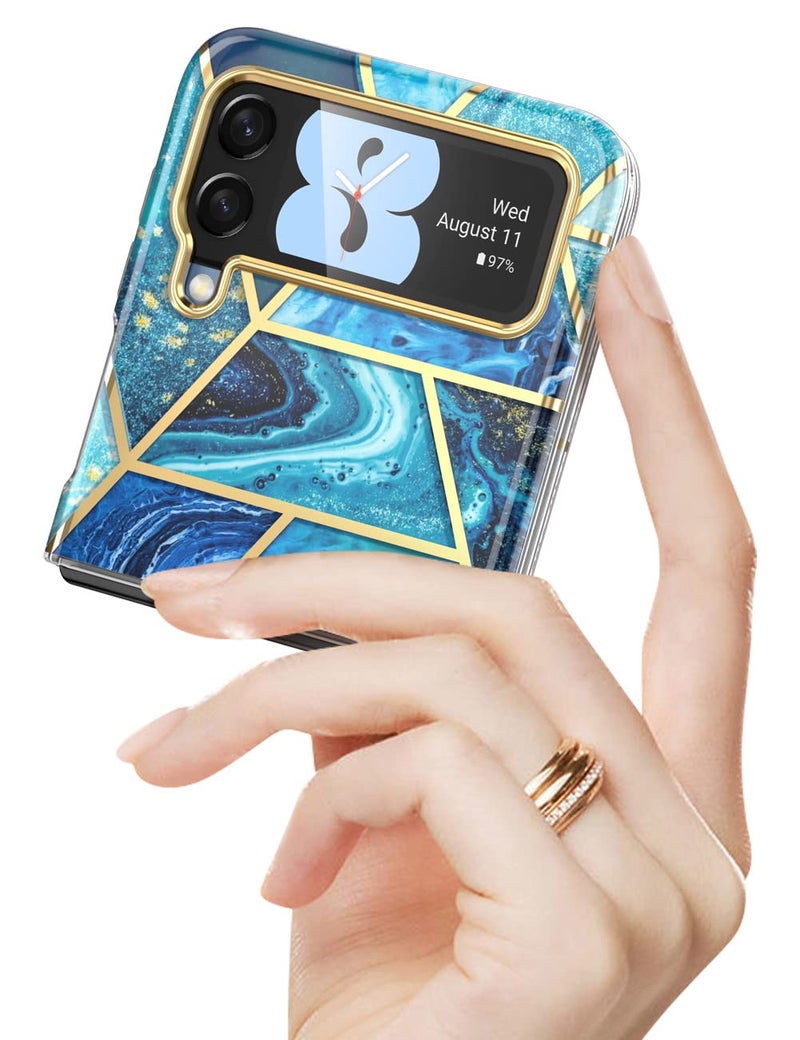 I-blason iBlason Cosmo Series Case for Samsung Galaxy Z Flip 3 5G 2021 Slim Stylish Protective Bumper Case Without Builtin Screen Protector Ocean - Image 2
