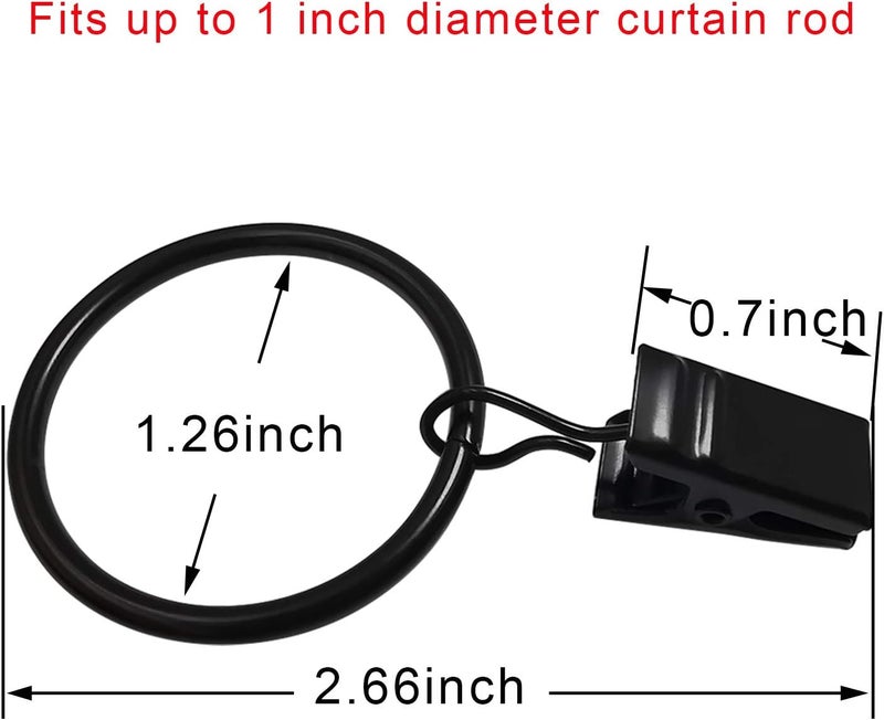 AMZSEVEN 40PCS Curtain Rings with Clips, Vintage Black Metal Drapery Clips for Window Hangers - Image 2
