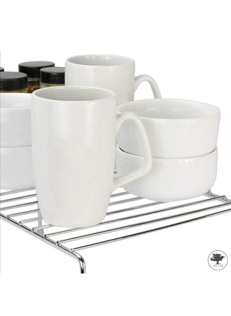 sulfar Stainless Steel Kitchen Dish Rack Storage Shelves for Kitchen Cabinets Multipurpose Organizer with Anti-Rust Nano Coating (pack of 1) Silver  - Image 3