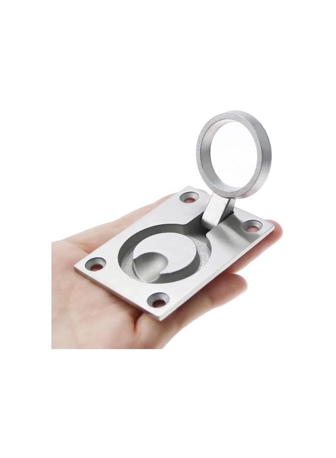 The Bros Square Flush Pull Ring Handles, 2 Pack Stainless Steel Hidden Recessed Furniture Handle, Recessed Boat Hatch Latch Cabinet Flush Mount Lifting Ring Pull Handle (2.44 x 1.73 Inch) - Image 4