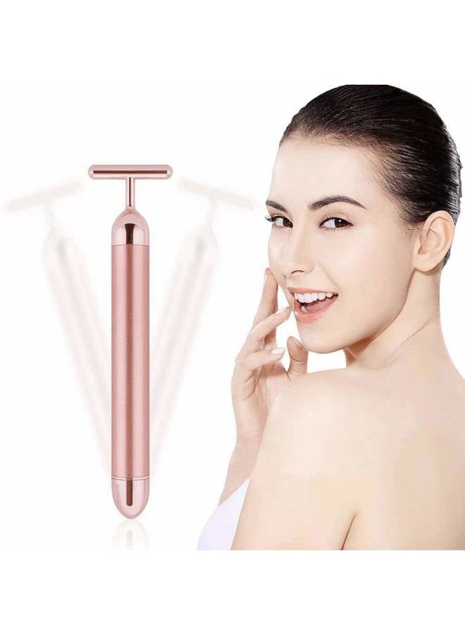 Horolas Beauty Bar 24k Golden Pulse Facial Massager, GOODYBUY T-Shape Electric Sign Face Massage Tools for Sensitive Skin Face Pull Tight Firming Lift - Image 1