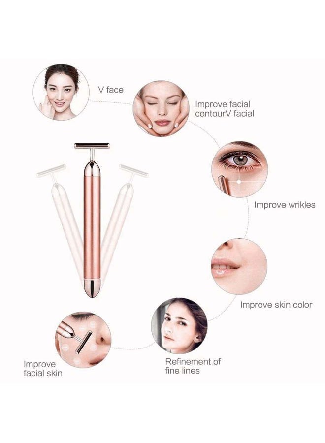 Horolas Beauty Bar 24k Golden Pulse Facial Massager, GOODYBUY T-Shape Electric Sign Face Massage Tools for Sensitive Skin Face Pull Tight Firming Lift - Image 5