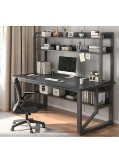 Alissa 140 cm Home Office Desk with Storage Shelves （black-140*60cm）  - Image 1