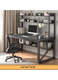 Alissa 140 cm Home Office Desk with Storage Shelves （black-140*60cm）  - Image 5