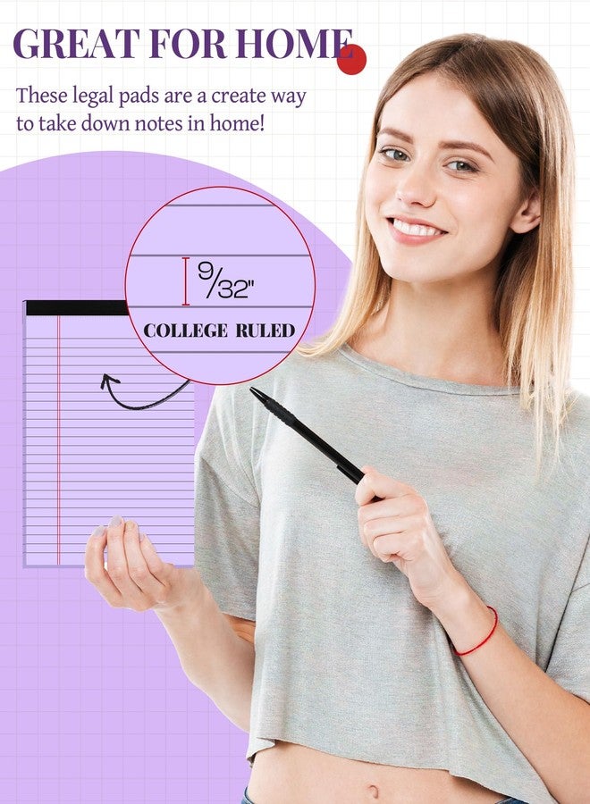 Aidunmis 7pcs Small Legal Pads 5x8 Note Pads Purple Notepad College Ruled Notepad 5x8 Small Note Pad 5 x 8 Study Back 7 Pack Perforated 5x8 Legal Pad Narrow Ruled Purple Paper Pads 30 Sheets per Writing Pad - Image 4