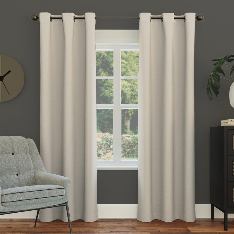 Sun Zero Easton Energy Saving Blackout Grommet Curtain Panel, 40" x 108", Pearl - Image 1