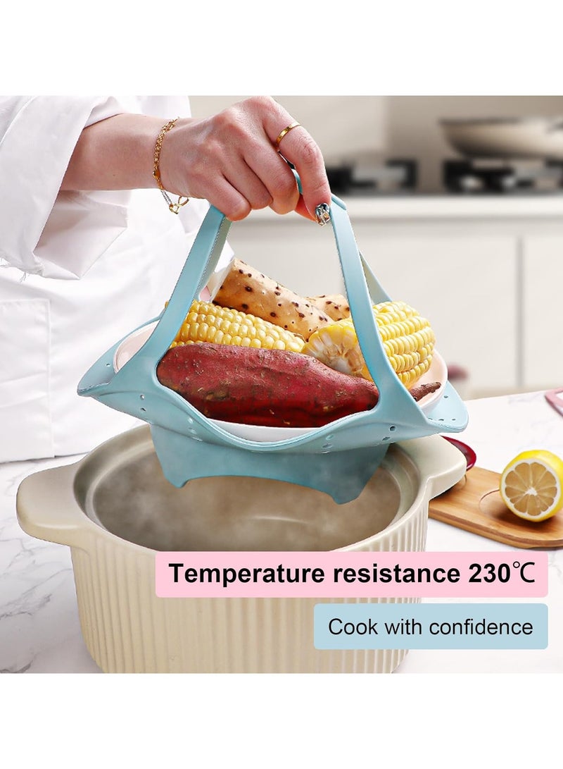 مقشره   سلة بخار سيليكون قابلة للطي - متوافقة مع جميع الأواني، آمنة وصحية، خالية من مادة BPA - Image 4