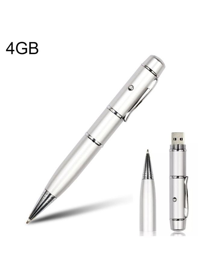 BURAQ 3 in 1 Laser Pen Style USB Flash Disk, Silver (4GB)(Silver)  - Image 1