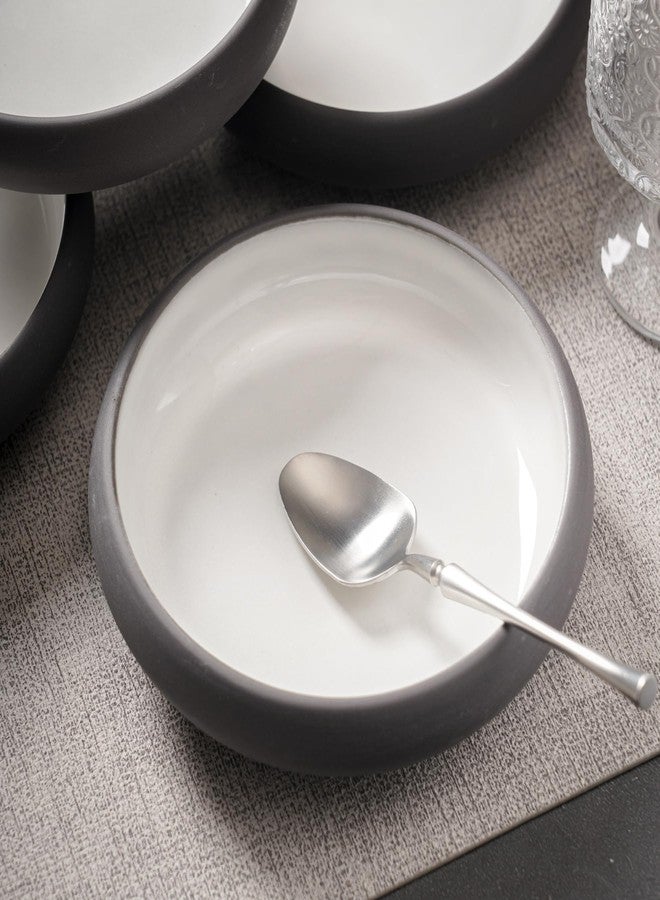 Uaral Matte Black Salad Plate,Dinner Plates and Bowls Set,Stoneware Dessert Plate Set,Appetizer Plates Set of 4,5.5 inch,14 oz(Color Clay and White) - Image 3