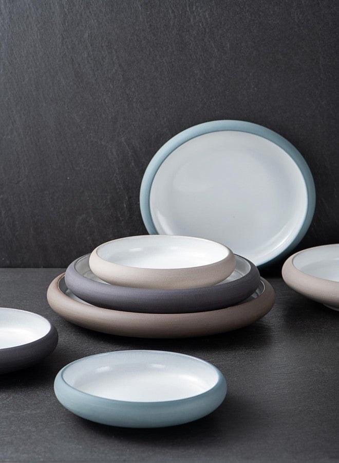 Uaral Matte Black Salad Plate,Dinner Plates and Bowls Set,Stoneware Dessert Plate Set,Appetizer Plates Set of 4,5.5 inch,14 oz(Color Clay and White) - Image 5