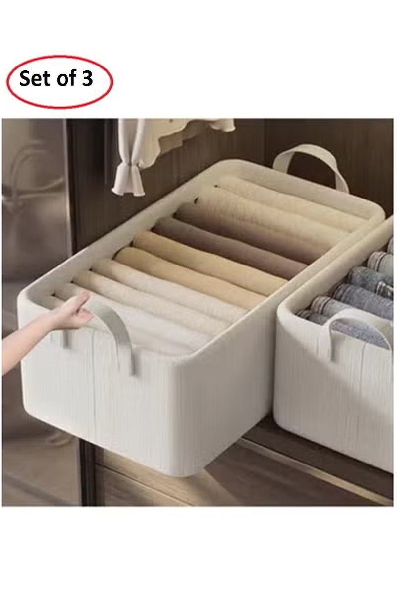 Kutis 3pcs Wardrobe Clothes Organizer Foldable Closet Storage Organizer for Clothes Jeans Washable Closet Storage Boxes with Carrying Handles Cube Storage Bin for Home Bedroom Office - Image 1