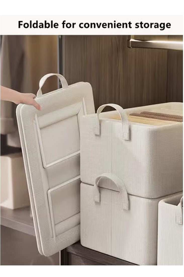 Kutis 3pcs Wardrobe Clothes Organizer Foldable Closet Storage Organizer for Clothes Jeans Washable Closet Storage Boxes with Carrying Handles Cube Storage Bin for Home Bedroom Office - Image 2