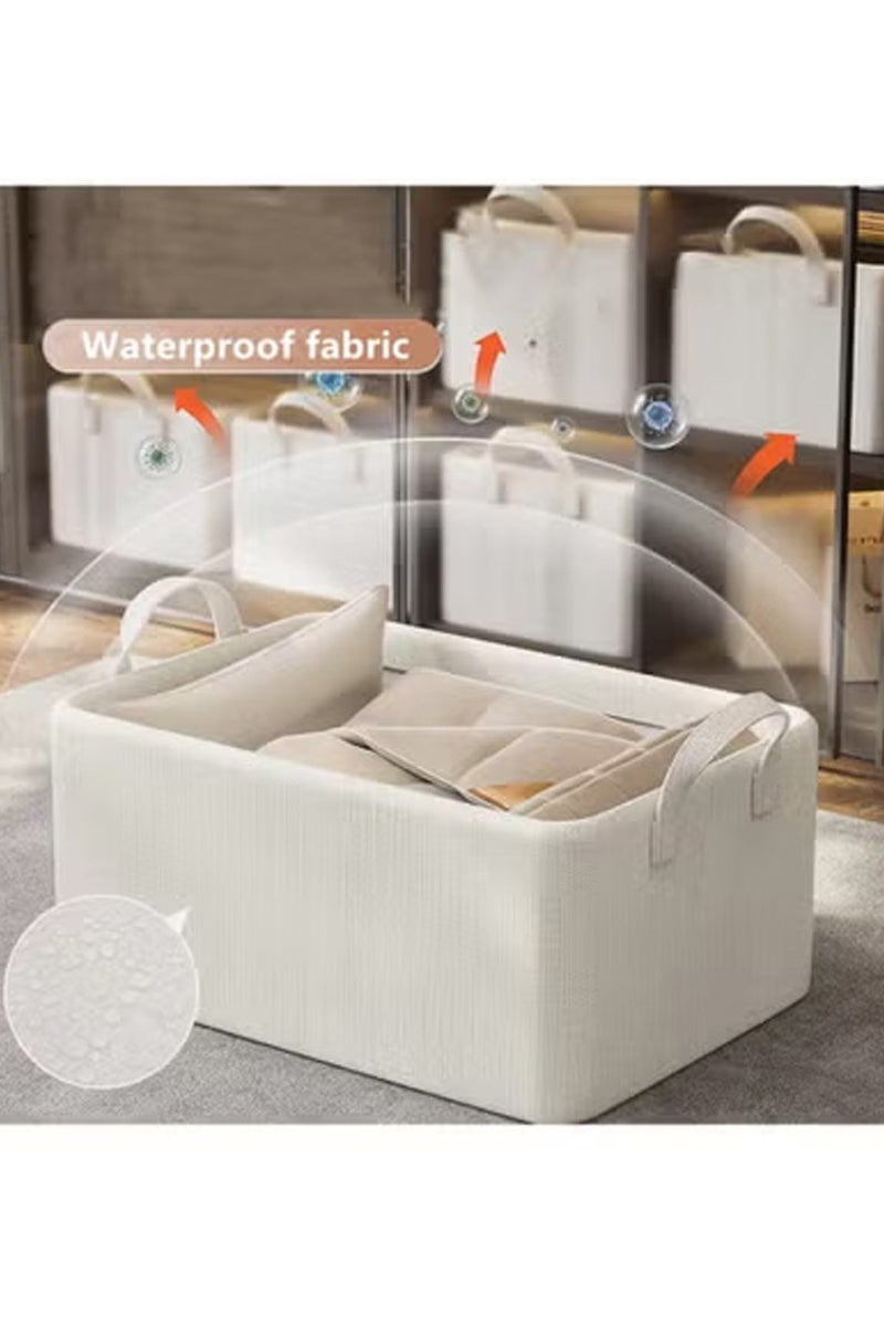 Kutis 3pcs Wardrobe Clothes Organizer Foldable Closet Storage Organizer for Clothes Jeans Washable Closet Storage Boxes with Carrying Handles Cube Storage Bin for Home Bedroom Office - Image 3