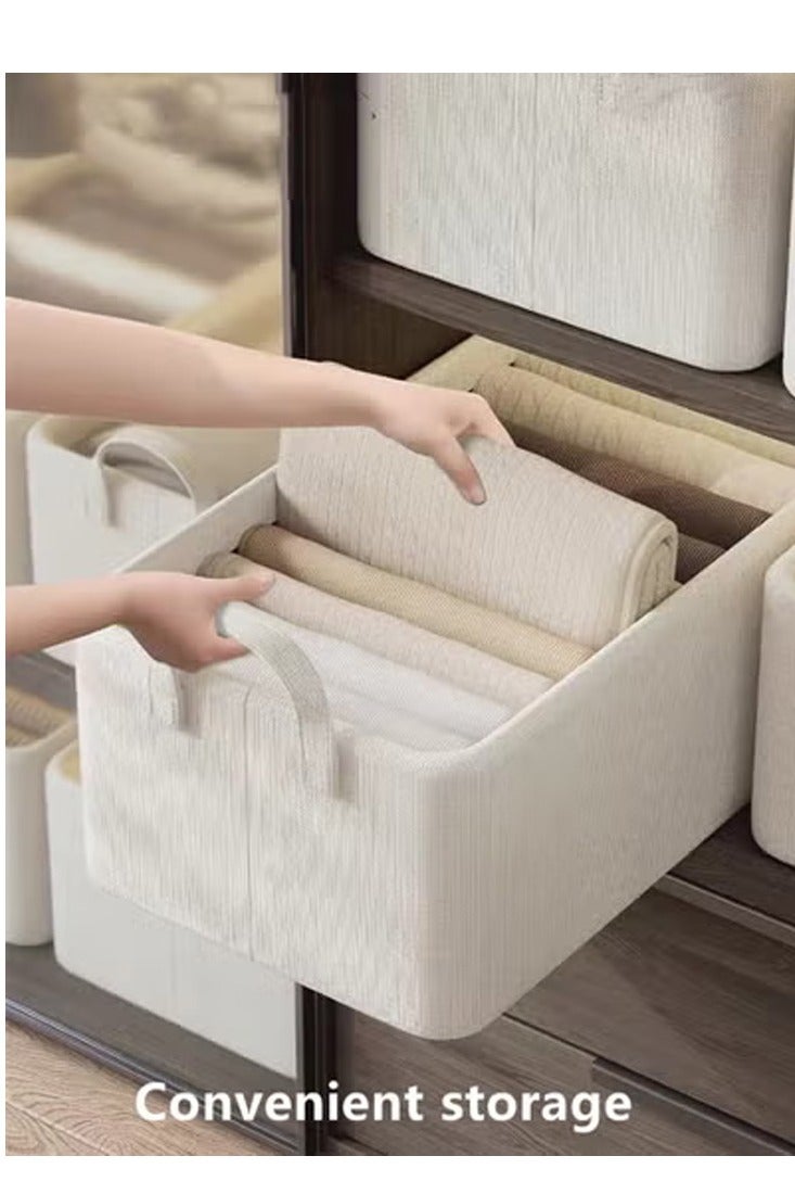 Kutis 3pcs Wardrobe Clothes Organizer Foldable Closet Storage Organizer for Clothes Jeans Washable Closet Storage Boxes with Carrying Handles Cube Storage Bin for Home Bedroom Office - Image 4