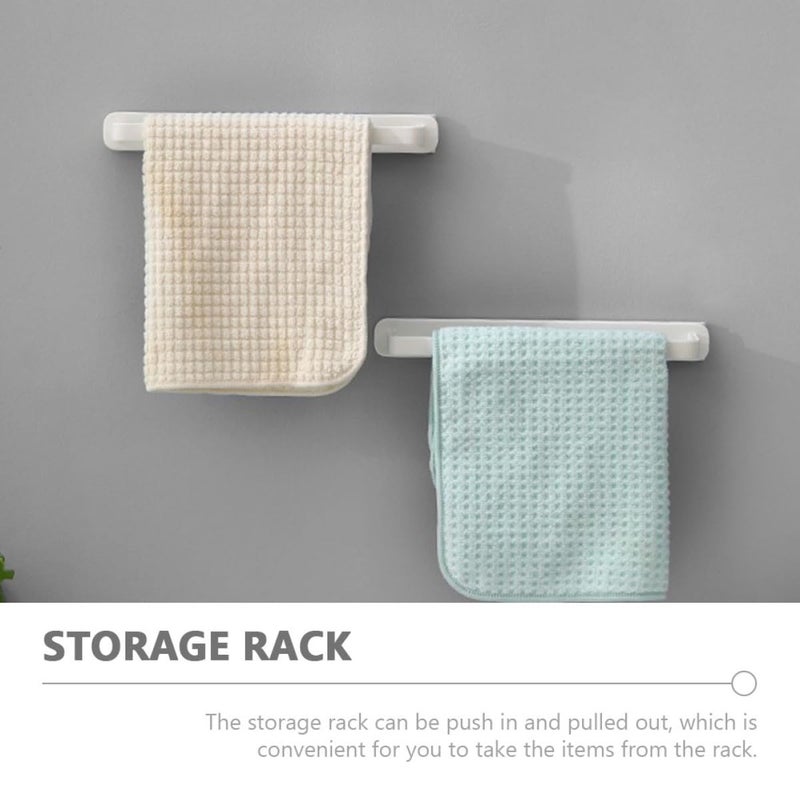 Wall Mounted Adhesive Towel Rack 2Pcs White No Drill Bathroom Storage Organizer - Image 5