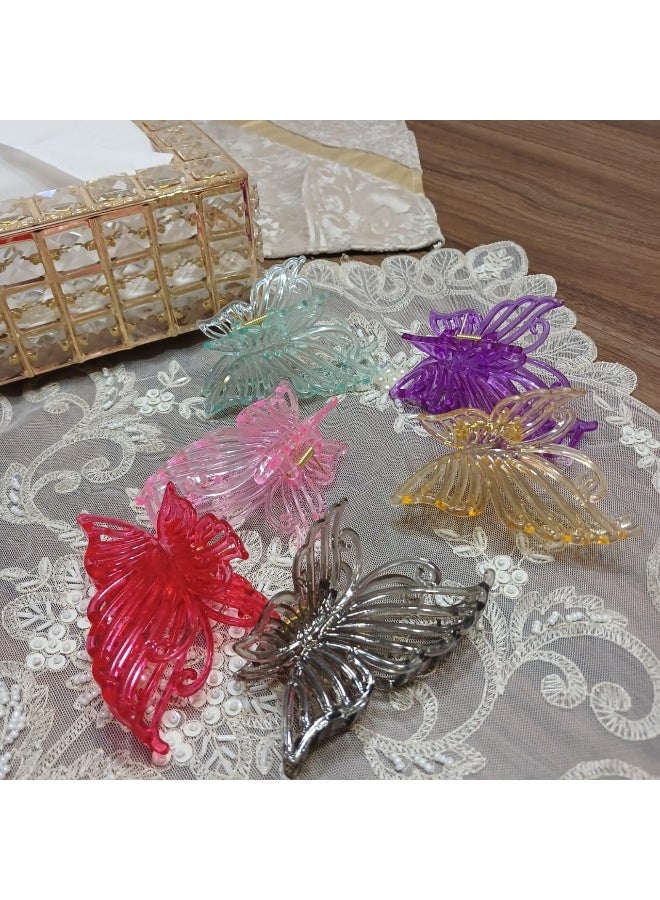 Set of 3 butterfly hair clips - elegant and secure in gold, purple, and light blue colors - Image 5