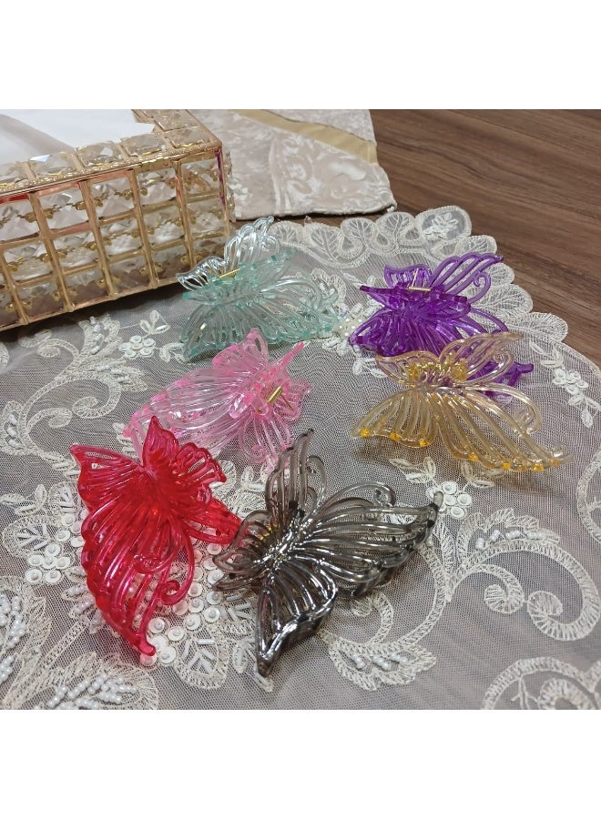 Set of 3 butterfly hair clips - elegant and secure in gold, purple, and light blue colors - Image 2