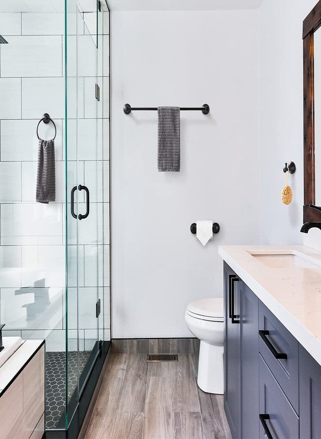 BGL Black Bathroom Hardware Set - 4-Piece Towel Holder Set with 18 or 24 Inch Towel Bar - Image 2