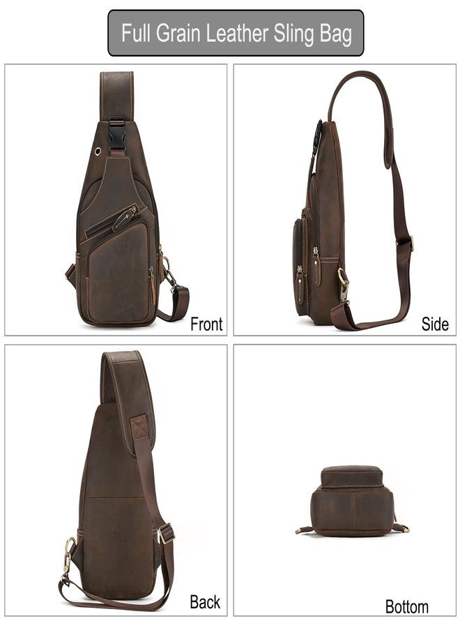 LUUFAN Men's Genuine Leather Sling Bag Chest Shoulder Backpack Crossbody Bag for Casual Sports Hiking Travel - Image 2