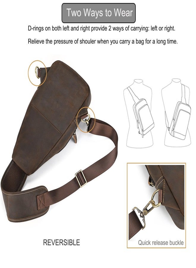 LUUFAN Men's Genuine Leather Sling Bag Chest Shoulder Backpack Crossbody Bag for Casual Sports Hiking Travel - Image 3