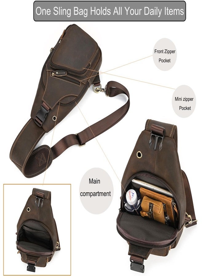 LUUFAN Men's Genuine Leather Sling Bag Chest Shoulder Backpack Crossbody Bag for Casual Sports Hiking Travel - Image 5