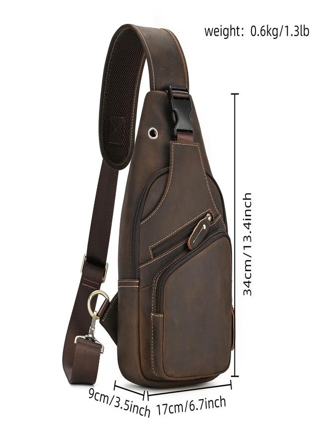 LUUFAN Men's Genuine Leather Sling Bag Chest Shoulder Backpack Crossbody Bag for Casual Sports Hiking Travel - Image 4