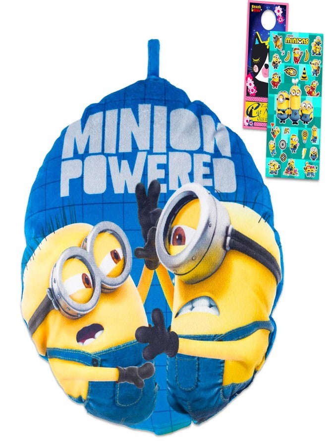 Minions Plush Travel Pillow for Kids - Bundle with 10" Plush Stuart and Bob Pillow for Kids Bedroom Accessories Plus Stickers, More | Minions: The Rise of Gru Travel Accessories Set - Image 1