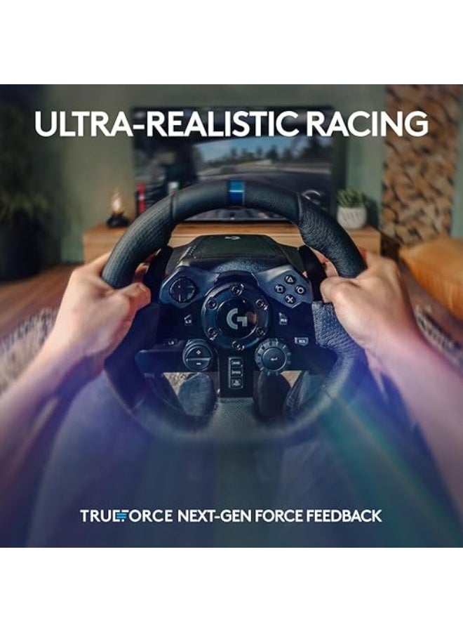 Logics Logitech G923 Racing Wheel and Pedals, TRUEFORCE Feedback, Responsive Driving Design, Dual Clutch Launch Control, Genuine Leather Steering Wheel Cover, for PS5 Pro, PS5, PS4, PC - Black - Image 2