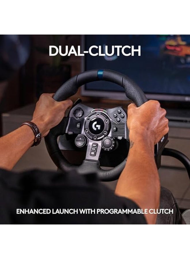 Logics Logitech G923 Racing Wheel and Pedals, TRUEFORCE Feedback, Responsive Driving Design, Dual Clutch Launch Control, Genuine Leather Steering Wheel Cover, for PS5 Pro, PS5, PS4, PC - Black - Image 4
