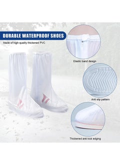 GIFT Waterproof Shoe Covers, Thickened Adult Rain Boots Reusable and Foldable, Tall Tube with Zipper Shoe Covers for Rain, Non-Slip Waterproof Rain Boot Covers for Shoes, White  - Image 4