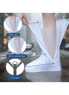 GIFT Waterproof Shoe Covers, Thickened Adult Rain Boots Reusable and Foldable, Tall Tube with Zipper Shoe Covers for Rain, Non-Slip Waterproof Rain Boot Covers for Shoes, White  - Image 3
