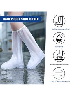 GIFT Waterproof Shoe Covers, Thickened Adult Rain Boots Reusable and Foldable, Tall Tube with Zipper Shoe Covers for Rain, Non-Slip Waterproof Rain Boot Covers for Shoes, White  - Image 5