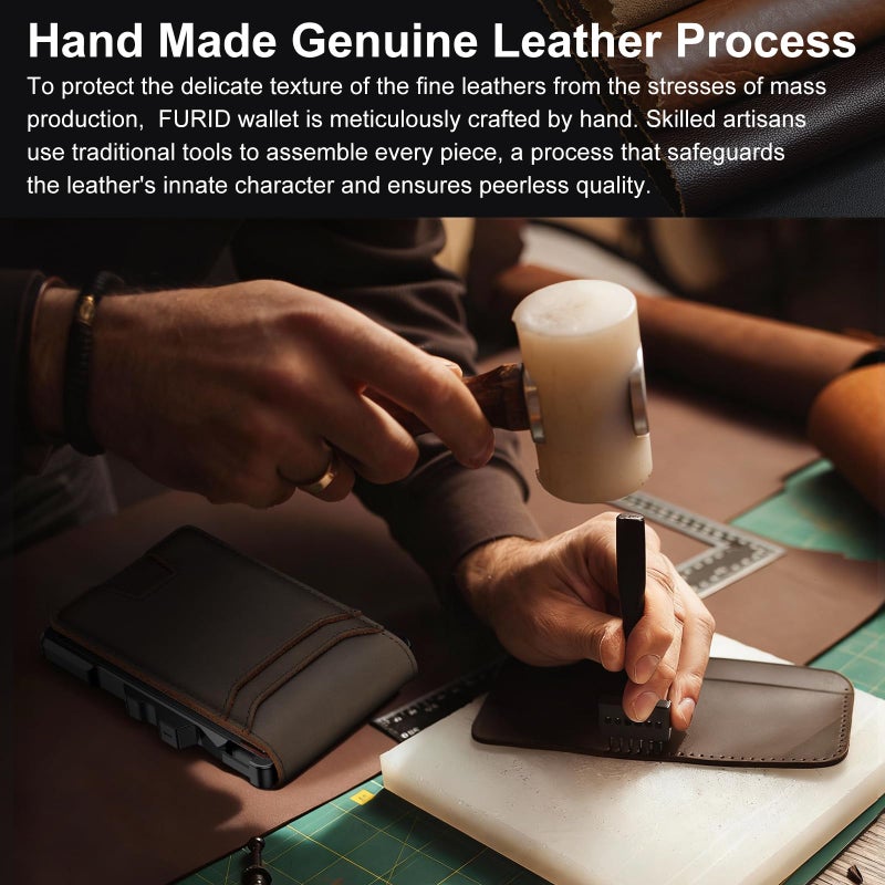 furid Genuine Leather Wallet for Men: Slim RFID Minimalist Wallets with Money Clip - Smart Pop Up Credit Card Holder for Front Pocket - Gifts for Husband Father on Birthday Anniversary - Image 4