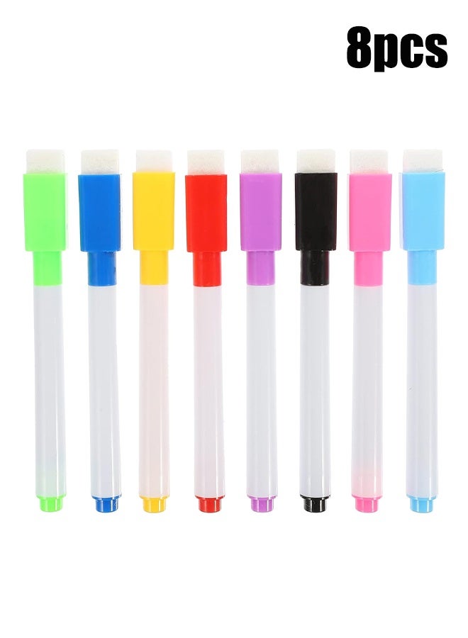YJ Set of 8 Magnetic Quick-Drying Whiteboard Markers with Eraser, Multi-Color, Includes Eraser - Image 1