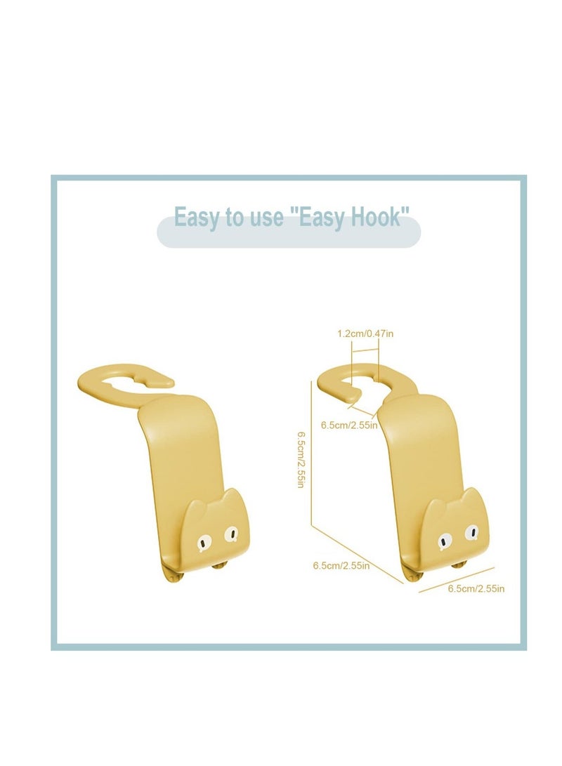 Y&D 8PCS Car Hooks, Multifunctional Vehicle Sticky Seat Headrest Holder Storage Portable Plastic Cartoon Cat Hooks  - Image 2